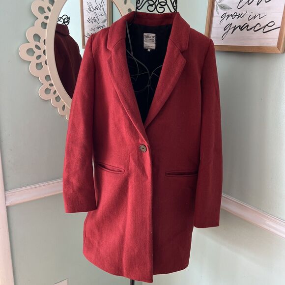 ZARA Trafaluc Basic outerwear wool blend Pea coat jacket rust burnt orange XS - Picture 1 of 3